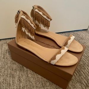 Gianvito Rossi beaded sandal, nude